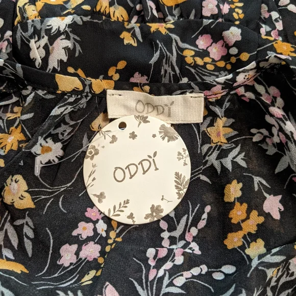 NWT Oddi Black Floral Longsleeve Playdress, Size Large - Picture 4 of 5